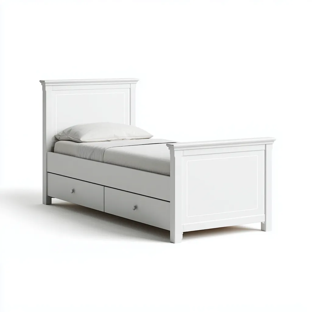 Camas individuales - madera - 200x100x98 cm - blanco - estilo clásico con almacenaje-Nestleure