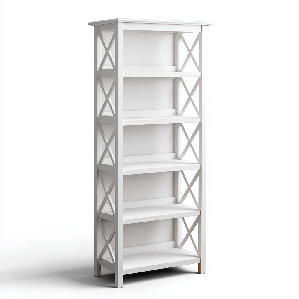 Estantería - madera - 80x35x185 cm - blanco - estilo clásico-Nestleure