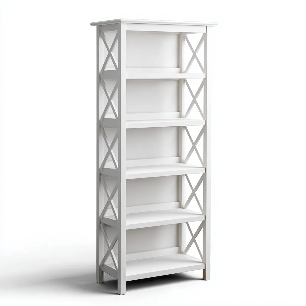 Estantería - madera - 80x35x185 cm - blanco - estilo clásico-Nestleure