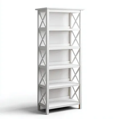 Estantería - madera - 80x35x185 cm - blanco - estilo clásico-Nestleure