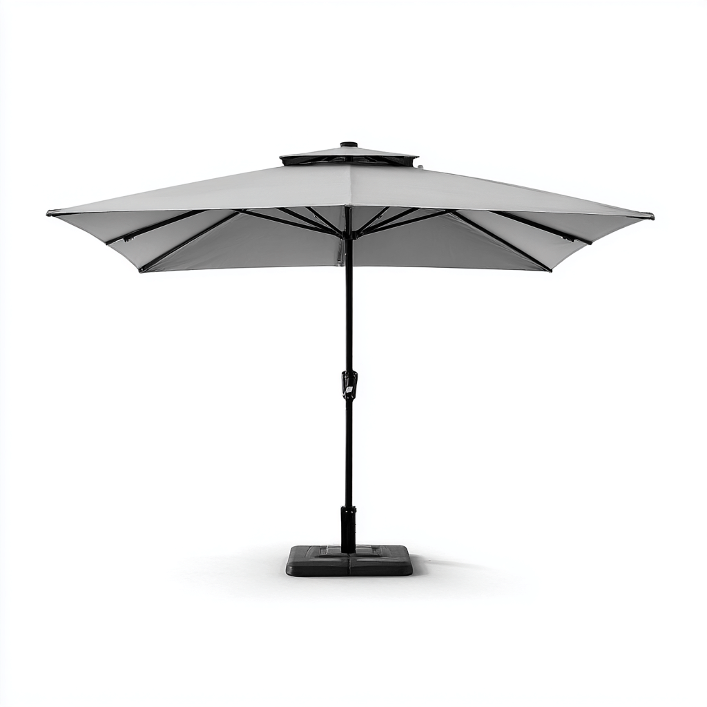 Sombrilla de jardín - acero-poliéster 300x300x260 cm - gris - estilo moderno funcional-Nestleure