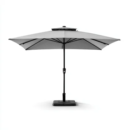 Sombrilla de jardín - acero-poliéster 300x300x260 cm - gris - estilo moderno funcional-Nestleure