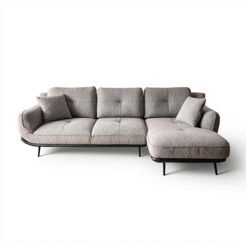 Sofá rinconero - tela - 275x180x85 cm - gris claro - diseño contemporáneo para salón-Nestleure