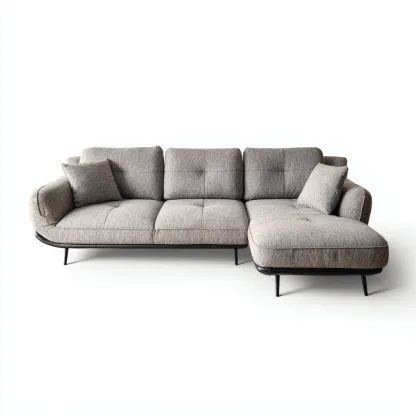 Sofá rinconero - tela - 275x180x85 cm - gris claro - diseño contemporáneo para salón-Nestleure