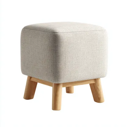 Reposapiés - tela - 38x38x45 cm - beige - diseño moderno-Nestleure