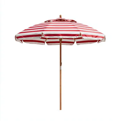 Sombrilla de jardín - madera - 245x245x240 cm - rojo-blanco - estilo mediterráneo-Nestleure