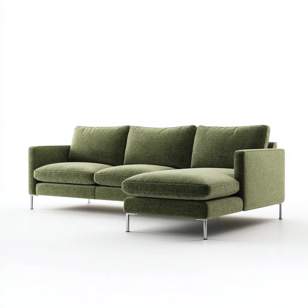 Sofá rinconero - tela - 270x180x85 cm - verde oliva - diseño contemporáneo para salón-Nestleure