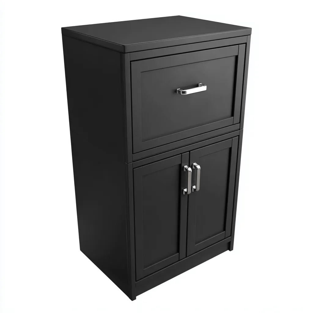 Archivador - metal - 45x40x90 cm - negro - estilo moderno con cajón superior y armario inferior para oficina-Nestleure