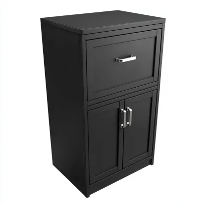 Archivador - metal - 45x40x90 cm - negro - estilo moderno con cajón superior y armario inferior para oficina-Nestleure