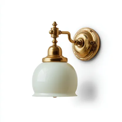 Apliques de pared - metal-vidrio - 17x15x28 cm - blanco-dorado - estilo vintage clásico-Nestleure