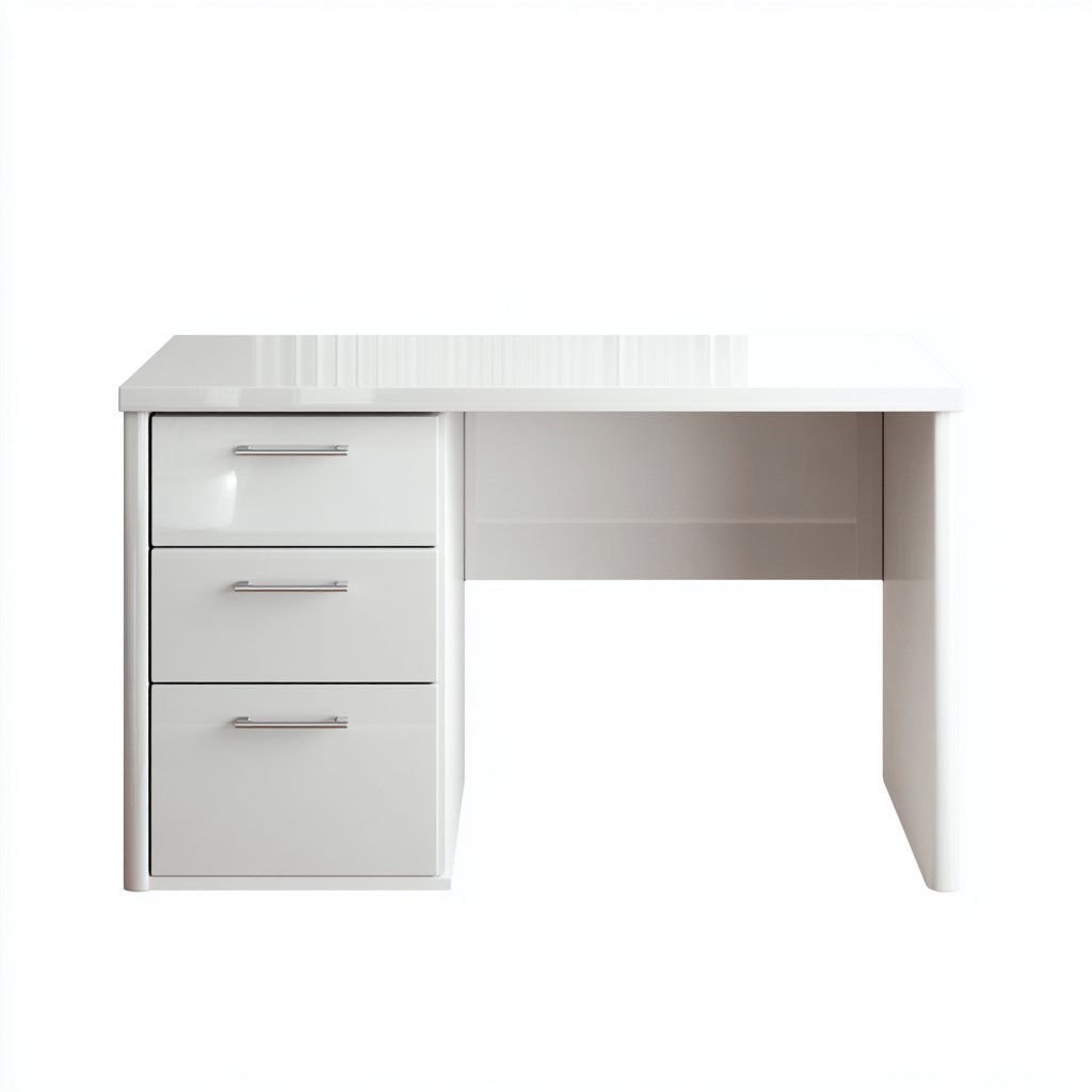 Mesa de oficina - madera - 120x60x75 cm - blanco - moderno - con tres cajones laterales-Nestleure