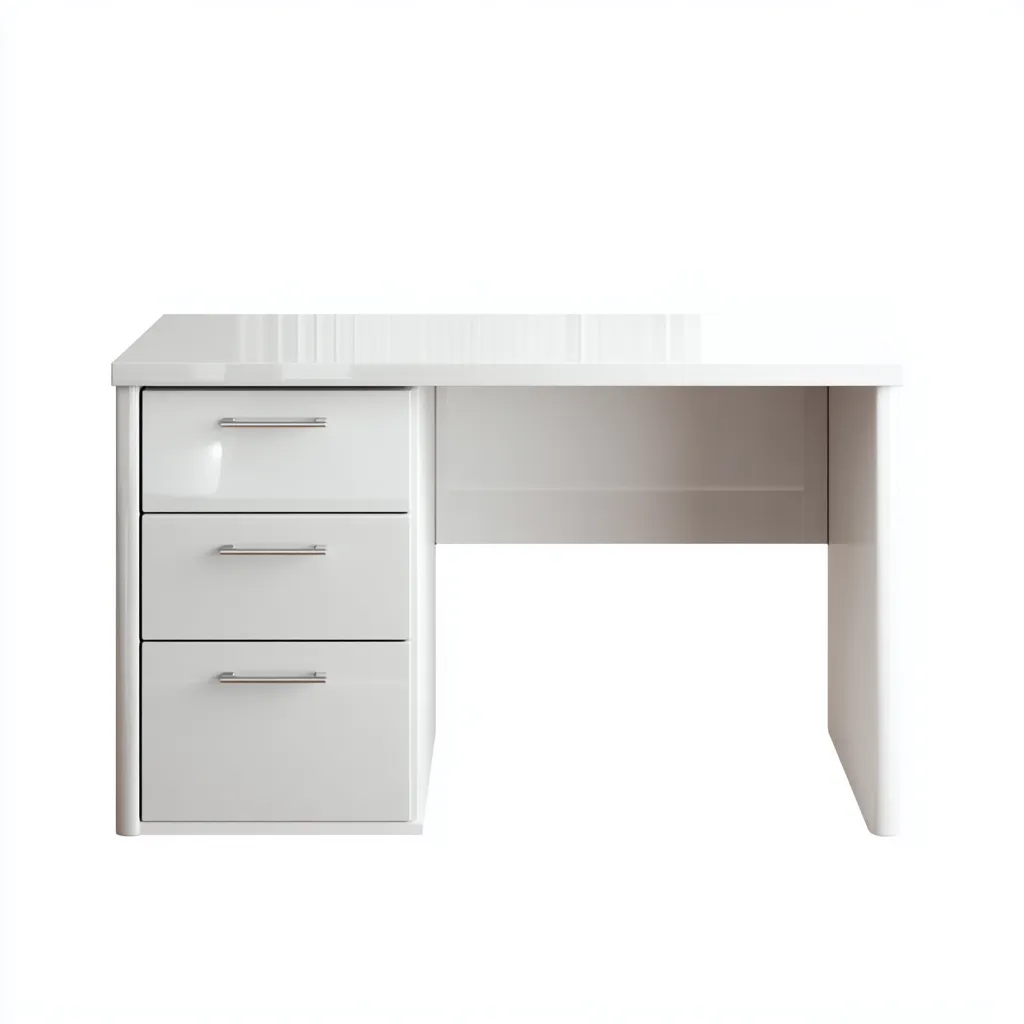 Mesa de oficina - madera - 120x60x75 cm - blanco - moderno - con tres cajones laterales-Nestleure