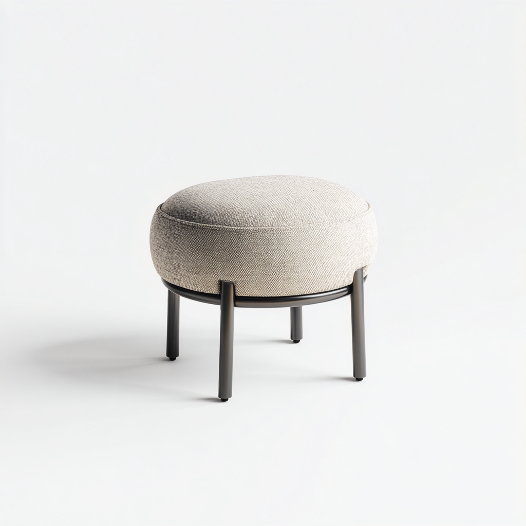 Reposapiés - tela - 40x40x45 cm - beige - diseño moderno-Nestleure