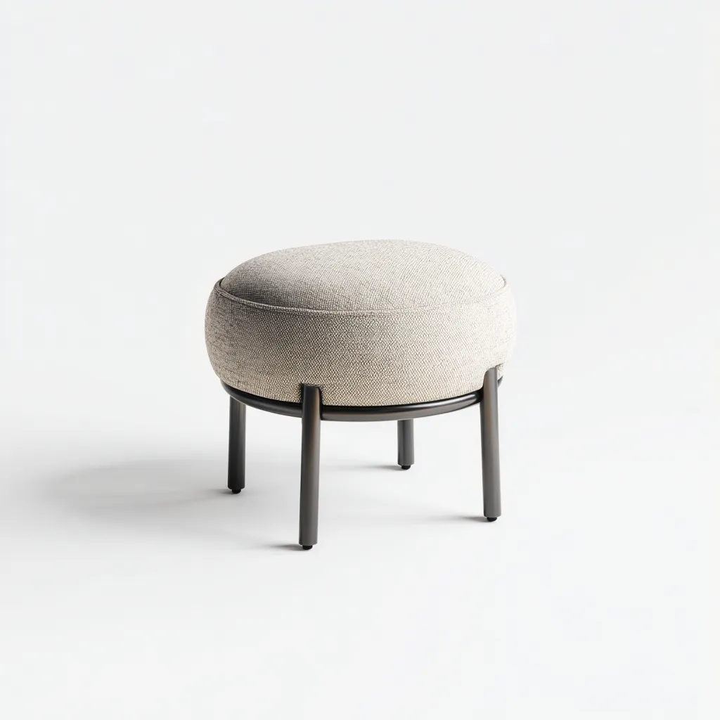 Reposapiés - tela - 40x40x45 cm - beige - diseño moderno-Nestleure