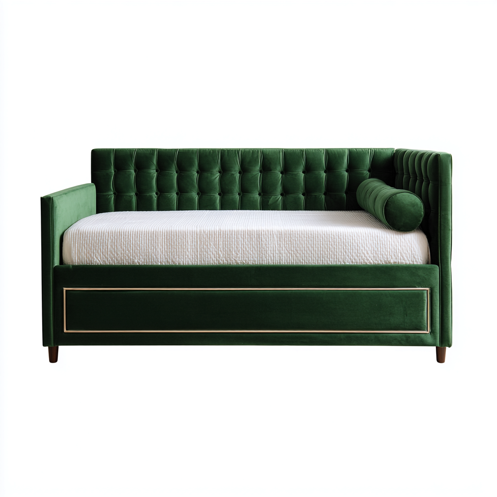 Sofá cama - terciopelo - 190x96x89 cm - color verde oscuro - diseño clásico elegante-Nestleure