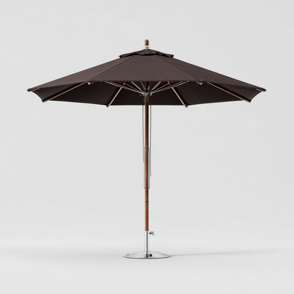 Sombrilla de jardín - madera-poliéster 280x280x260 cm - marrón oscuro - estilo clásico natural-Nestleure