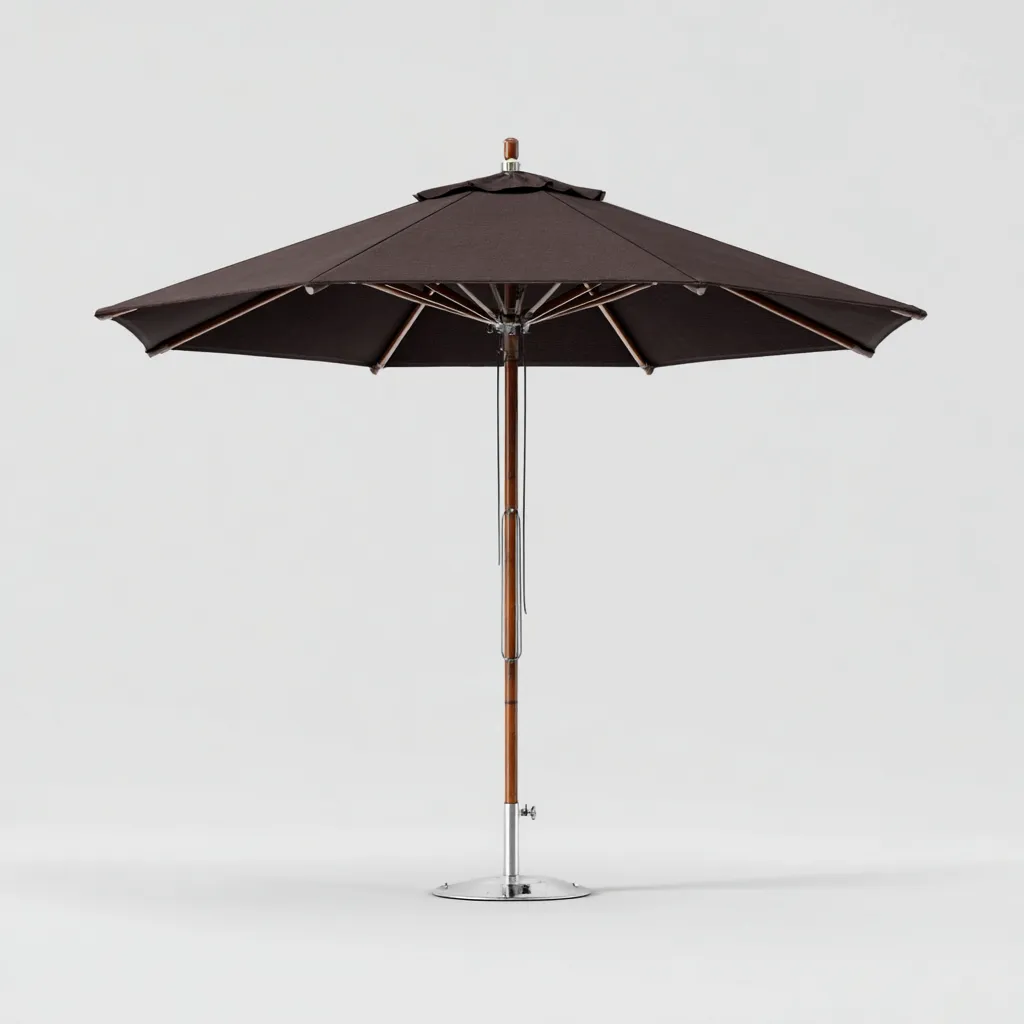 Sombrilla de jardín - madera-poliéster 280x280x260 cm - marrón oscuro - estilo clásico natural-Nestleure