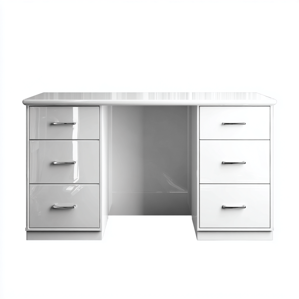 Mesa de oficina - madera - 160x70x75 cm - blanco - moderno - con cajoneras dobles-Nestleure