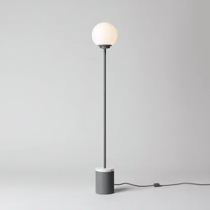 Lámpara de pie metal-mármol-vidrio 25x25x160 cm blanco-gris diseño minimalista-Nestleure