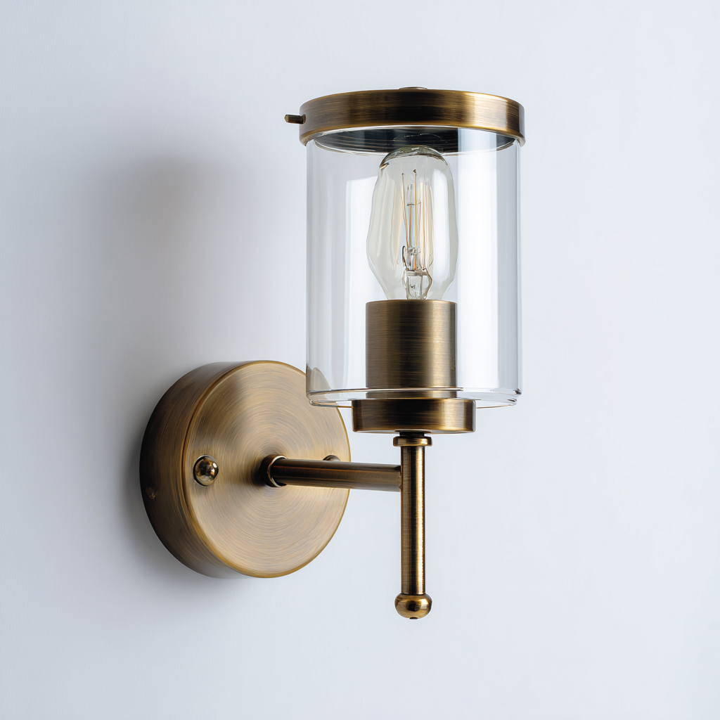 Apliques de pared - metal-vidrio - 18x12x28 cm - latón envejecido - estilo clásico retro-Nestleure