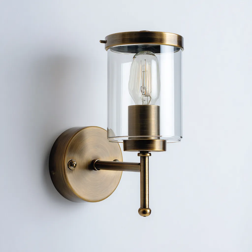 Apliques de pared - metal-vidrio - 18x12x28 cm - latón envejecido - estilo clásico retro-Nestleure