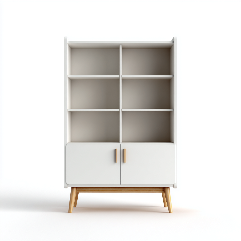 Estantería - madera - 90x35x145 cm - blanco-roble - estilo nórdico-Nestleure