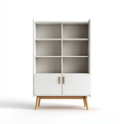 Estantería - madera - 90x35x145 cm - blanco-roble - estilo nórdico-Nestleure