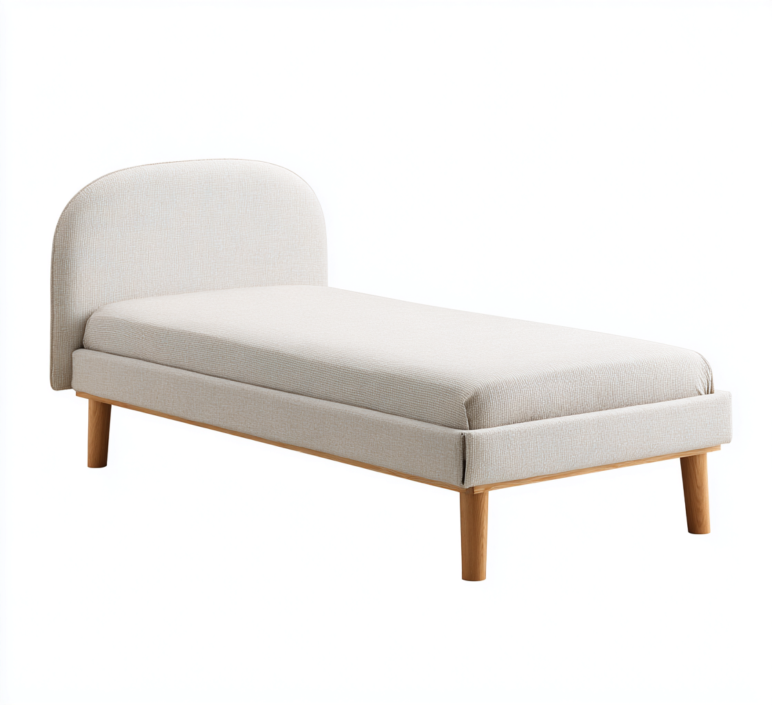 Camas individuales - tela-madera - 200x100x85 cm - beige - estilo escandinavo moderno-Nestleure