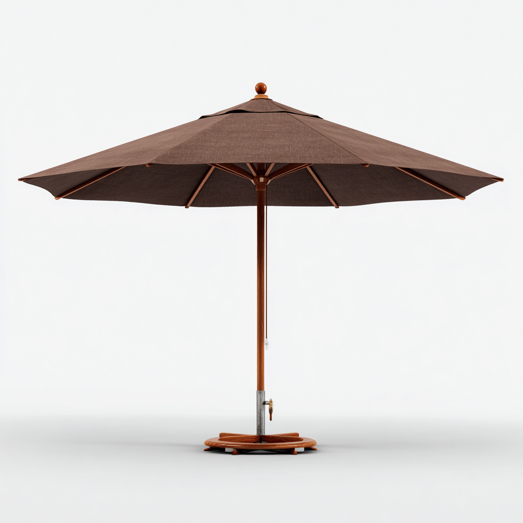 Sombrilla de jardín - madera-poliéster 300x300x260 cm - marrón oscuro - estilo clásico natural-Nestleure