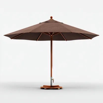 Sombrilla de jardín - madera-poliéster 300x300x260 cm - marrón oscuro - estilo clásico natural-Nestleure