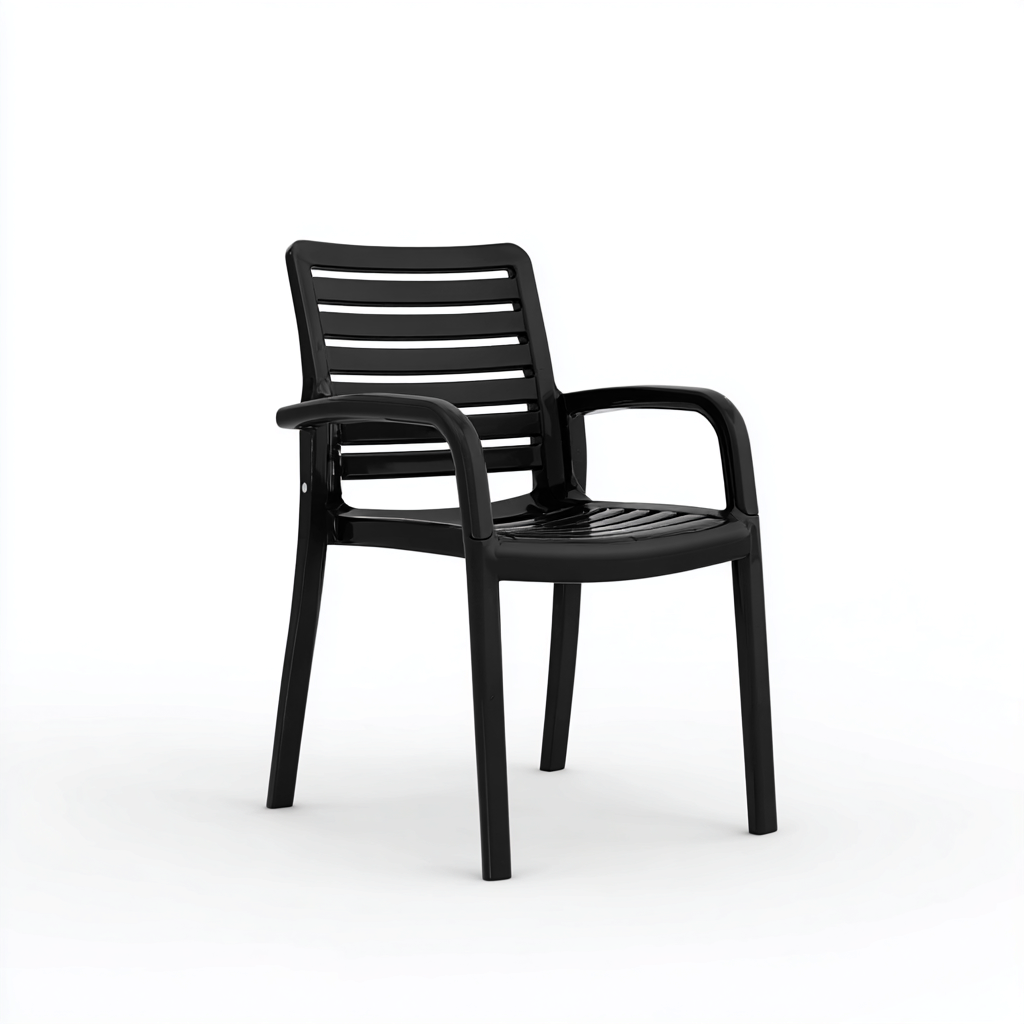 Silla de jardín - plástico - 56x54x83 cm - negro - con reposabrazos y diseño apilable-Nestleure