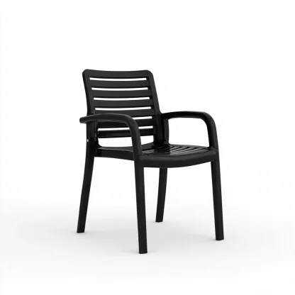 Silla de jardín - plástico - 56x54x83 cm - negro - con reposabrazos y diseño apilable-Nestleure