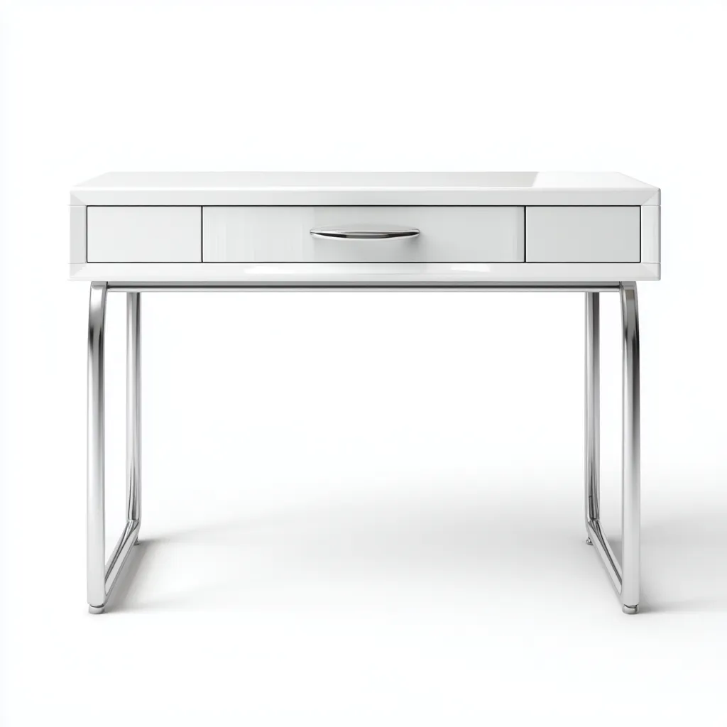 Mesa de oficina - madera-metal - 110x60x75 cm - blanco - moderno - con cajón-Nestleure