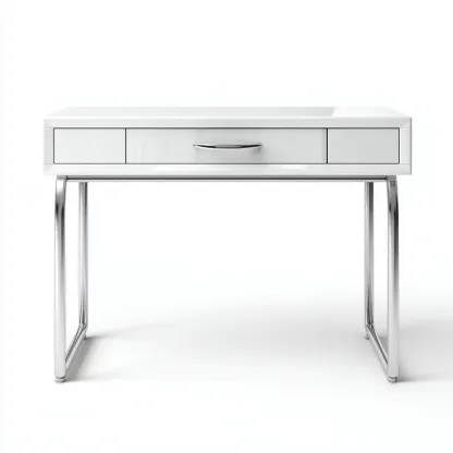 Mesa de oficina - madera-metal - 110x60x75 cm - blanco - moderno - con cajón-Nestleure
