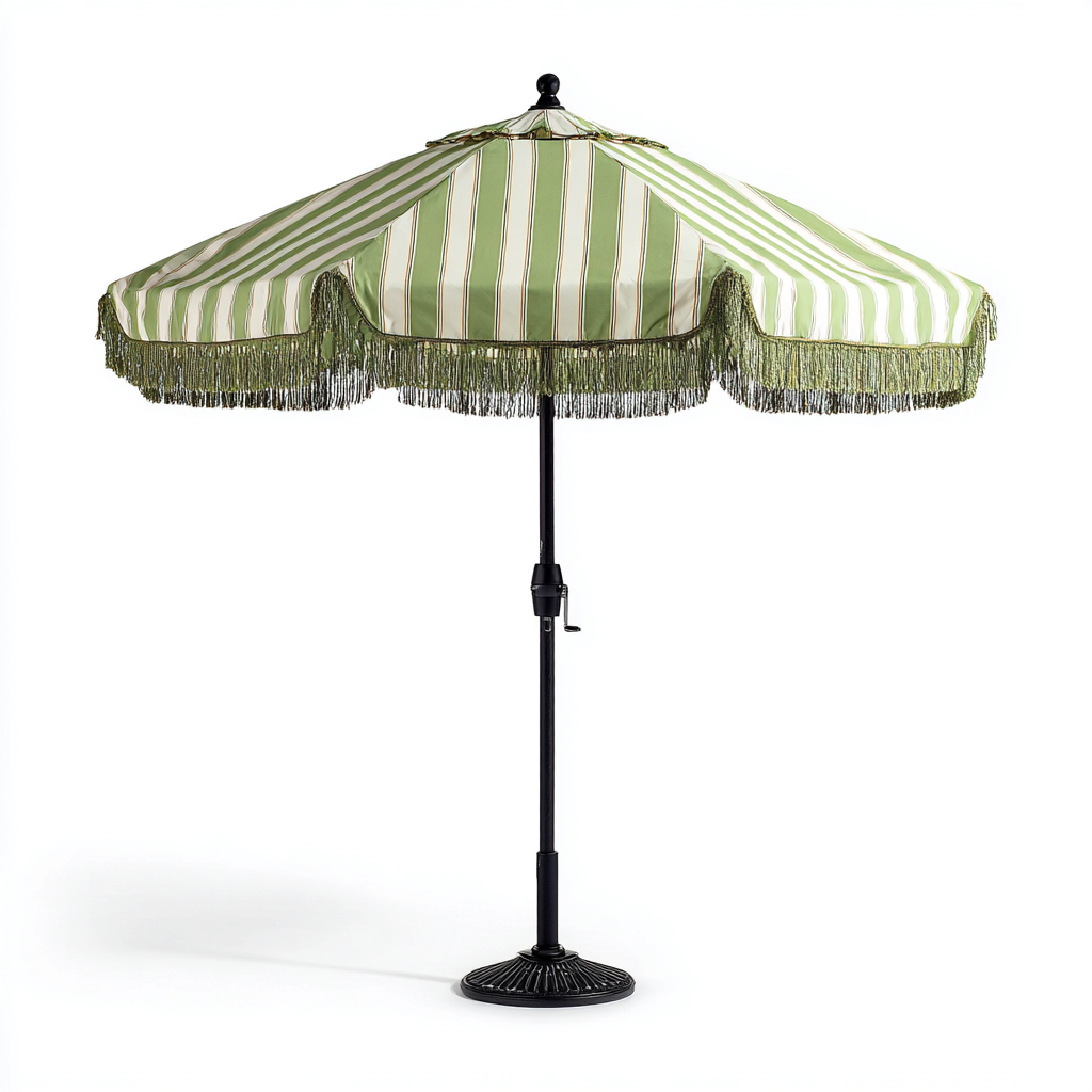 Sombrilla de jardín - metal-poliéster 240x240x250 cm - verde-blanco - estilo retro mediterráneo-Nestleure