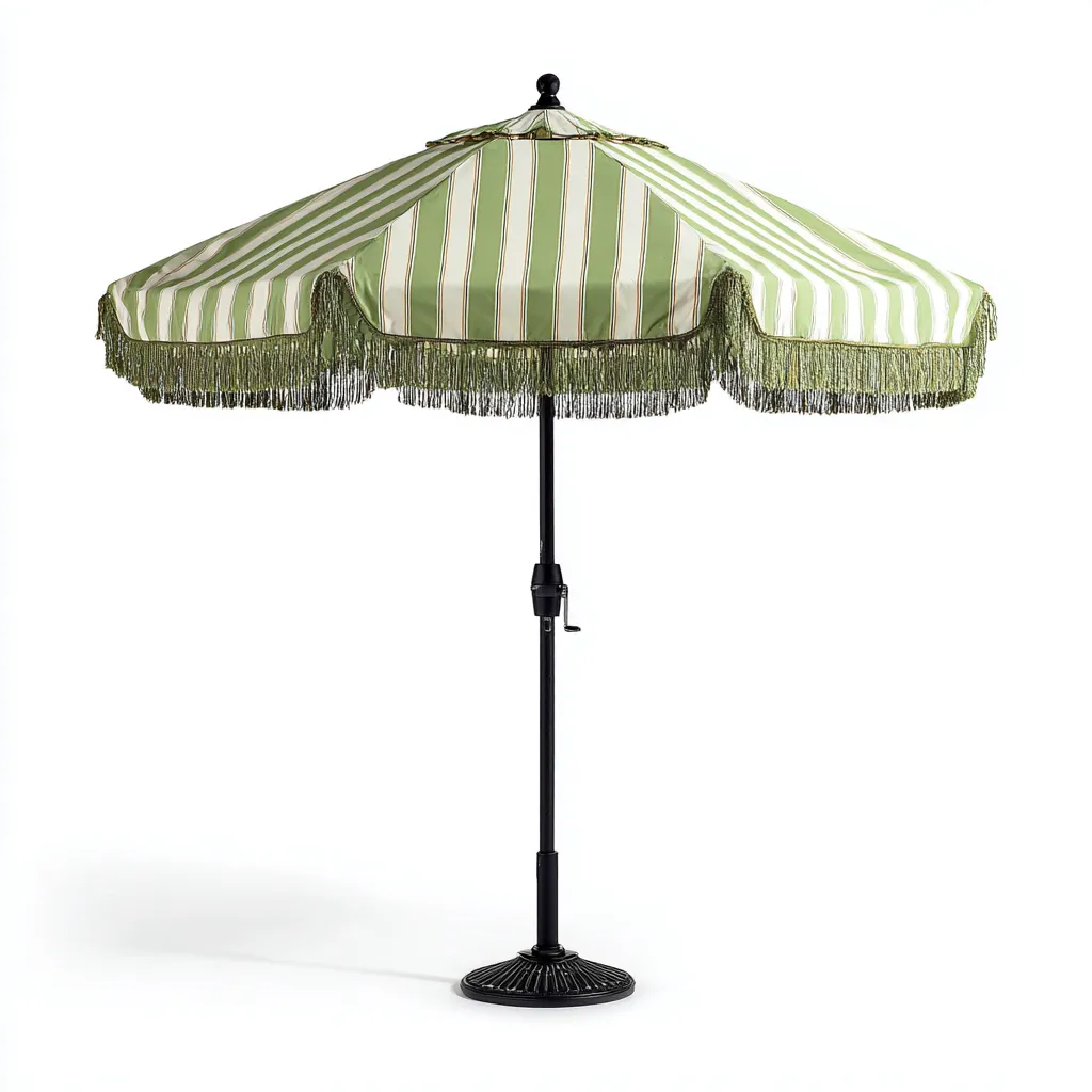 Sombrilla de jardín - metal-poliéster 240x240x250 cm - verde-blanco - estilo retro mediterráneo-Nestleure