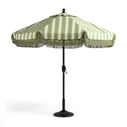 Sombrilla de jardín - metal-poliéster 240x240x250 cm - verde-blanco - estilo retro mediterráneo-Nestleure