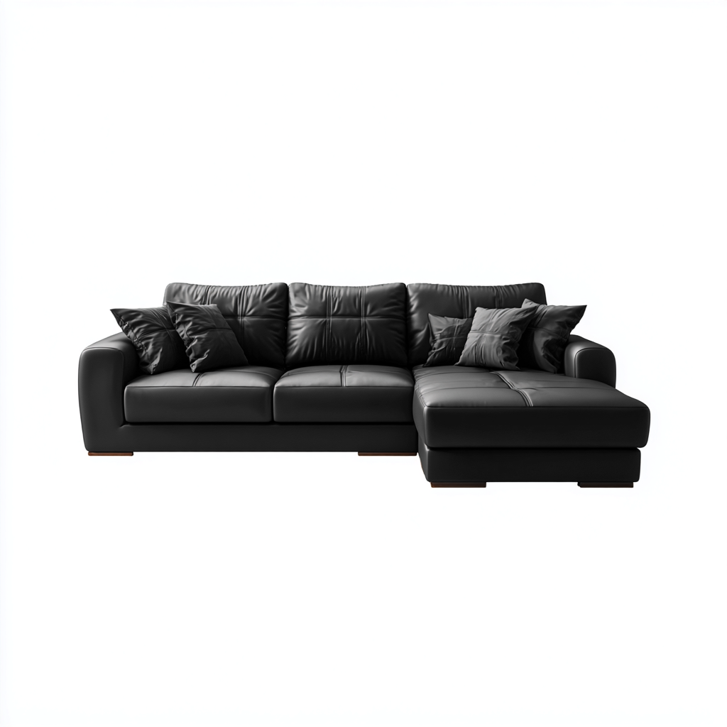 Sofá rinconero - piel sintética - 270x180x85 cm - negro - diseño moderno para salón-Nestleure