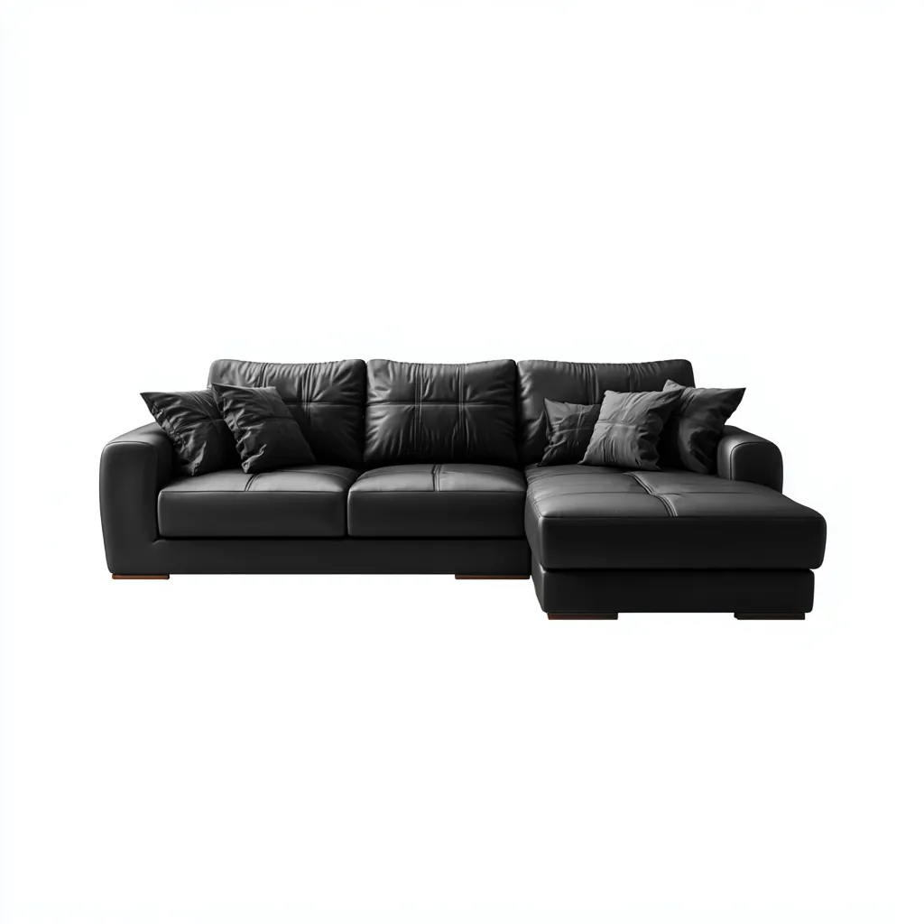 Sofá rinconero - piel sintética - 270x180x85 cm - negro - diseño moderno para salón-Nestleure