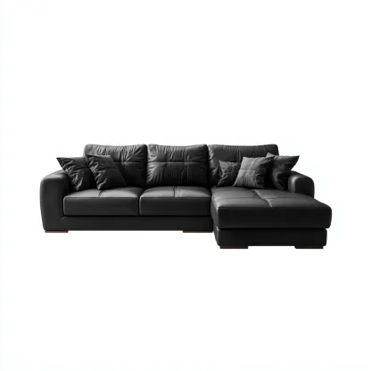 Sofá rinconero - piel sintética - 270x180x85 cm - negro - diseño moderno para salón-Nestleure