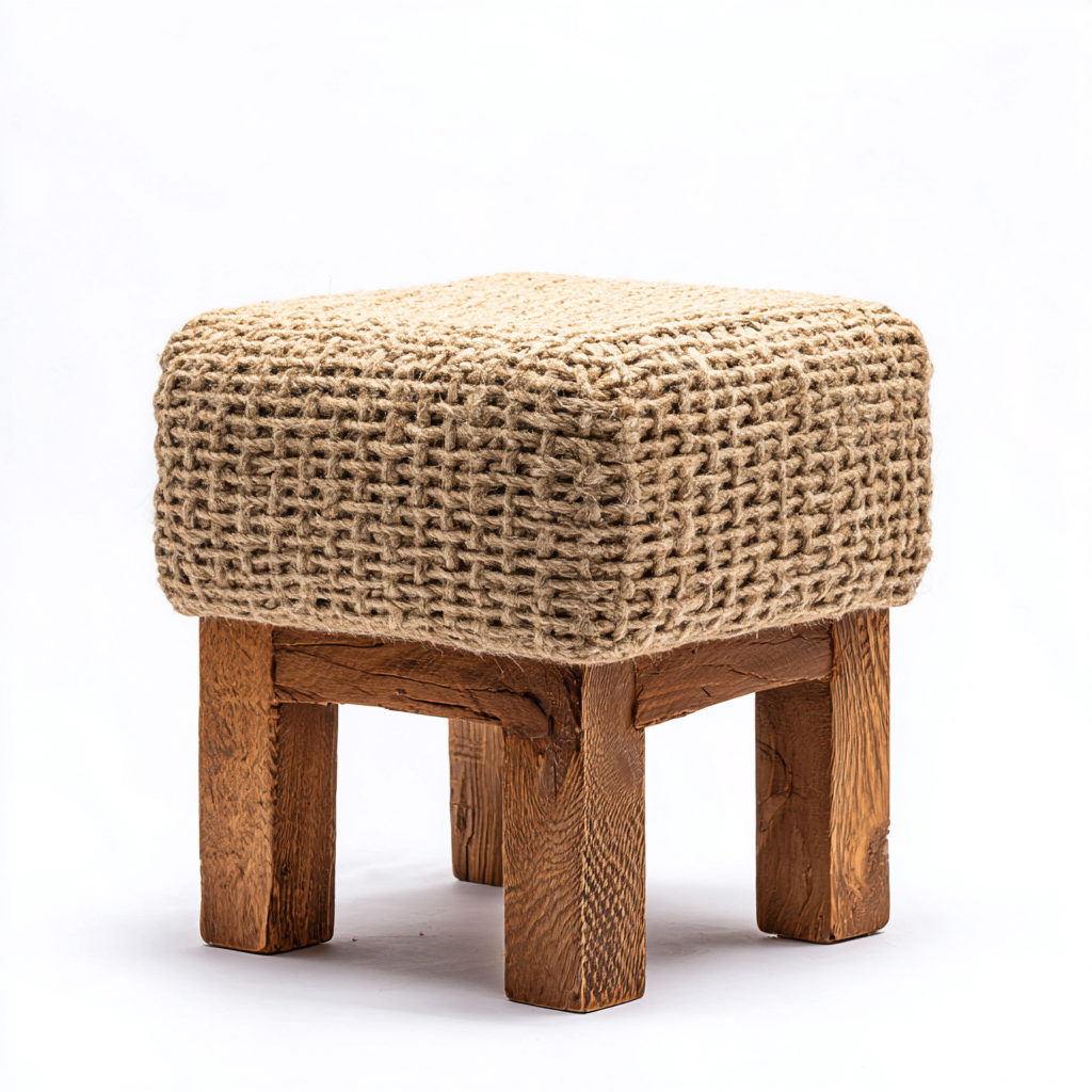 Reposapiés - yute - 35x35x40 cm - marrón - diseño rústico-Nestleure