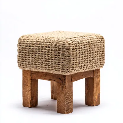 Reposapiés - yute - 35x35x40 cm - marrón - diseño rústico-Nestleure