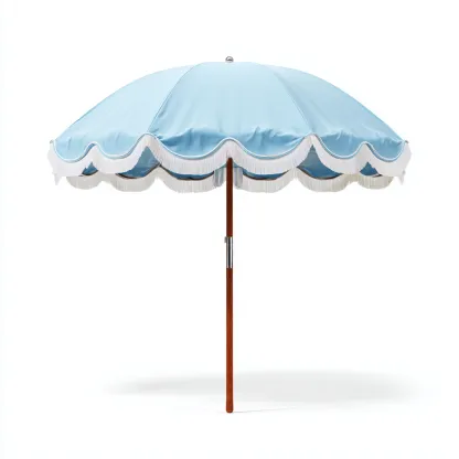 Sombrilla de jardín - tela-madera - 190x190x230 cm - azul claro - estilo clásico mediterráneo-Nestleure