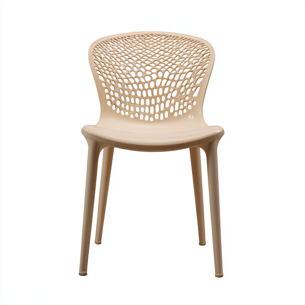 Silla de jardín - plástico - 55x50x85 cm - beige - diseño moderno ventilado-Nestleure