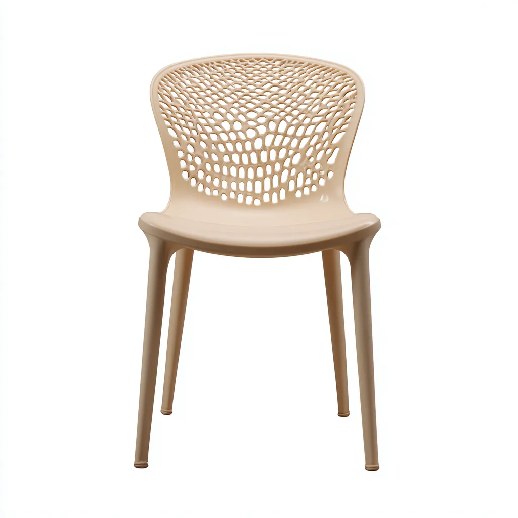 Silla de jardín - plástico - 55x50x85 cm - beige - diseño moderno ventilado-Nestleure