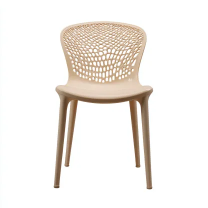 Silla de jardín - plástico - 55x50x85 cm - beige - diseño moderno ventilado-Nestleure