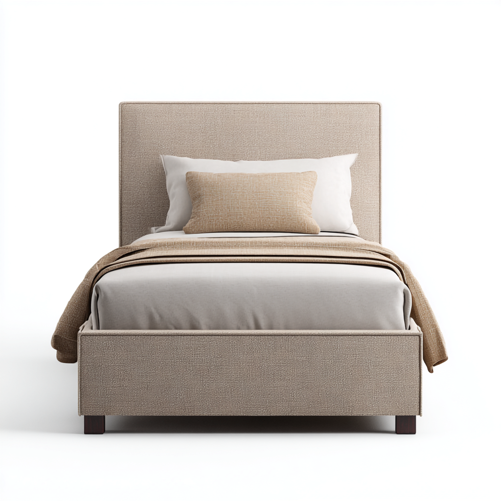 Camas individuales - tapizadas en tela - 200x100x100 cm - beige - estilo moderno-Nestleure