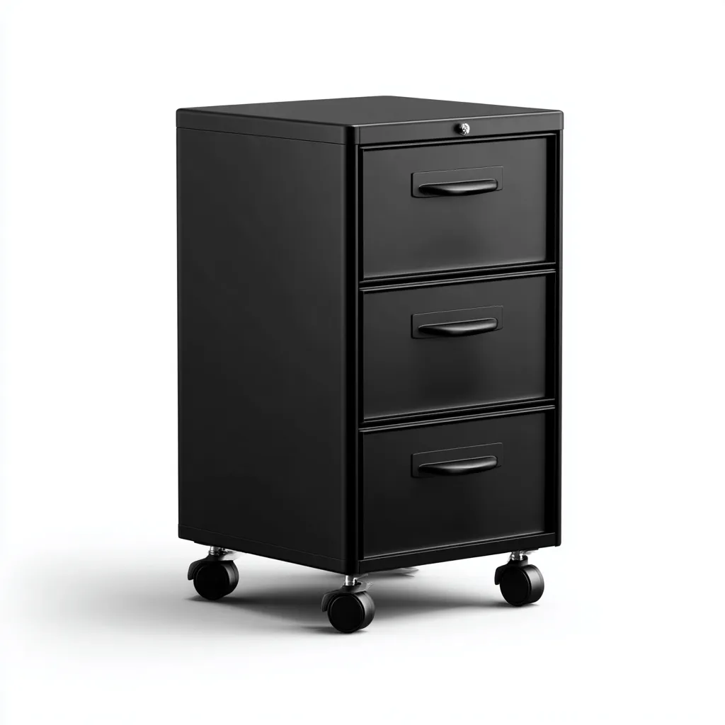 Archivador - metal - 45x40x70 cm - negro - estilo moderno con ruedas para oficina-Nestleure