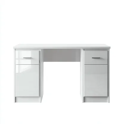 Mesa de oficina - madera-metal - 140x60x75 cm - blanco - moderno - con dos cajones laterales-Nestleure