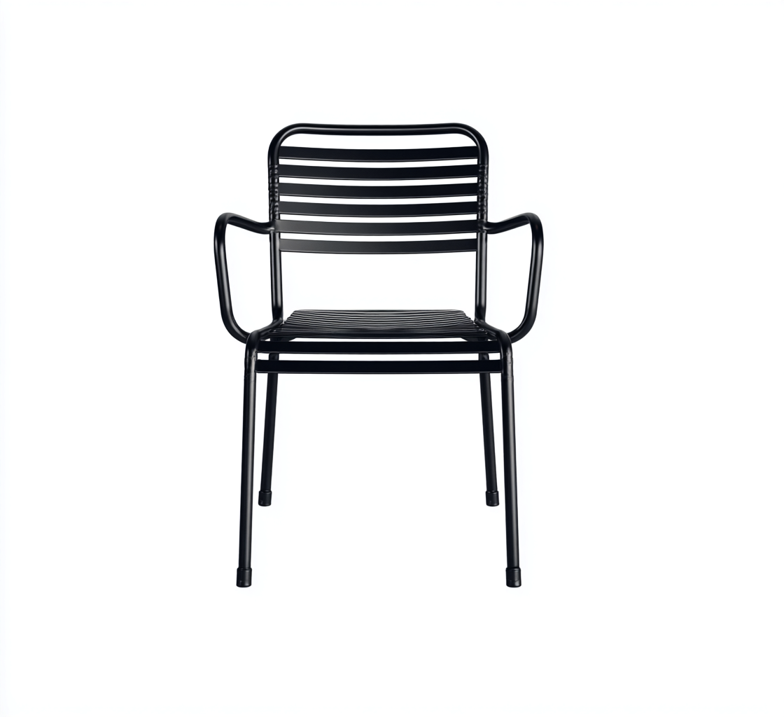 Silla de jardín - metal - 54x57x84 cm - negro - con reposabrazos apilable de diseño moderno-Nestleure